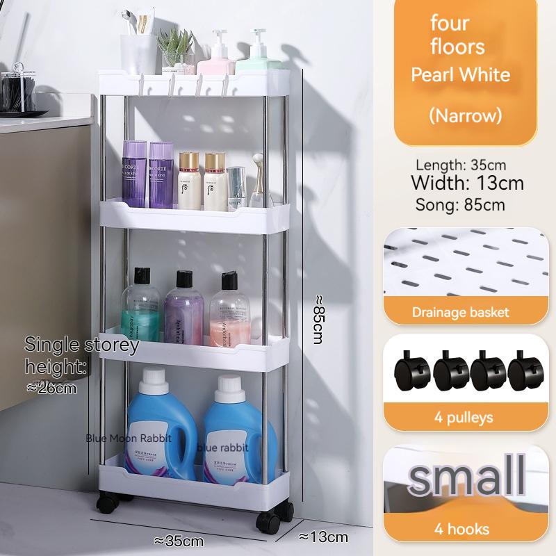 Badezimmer-Aufbewahrungsregal mit Rädern, 3/4-lagiger rollender Mehrzweckwagen, Badezimmer-Aufbewahrungsorganisator, Mehrzweck-Allzweckwagen 4 layers weiß