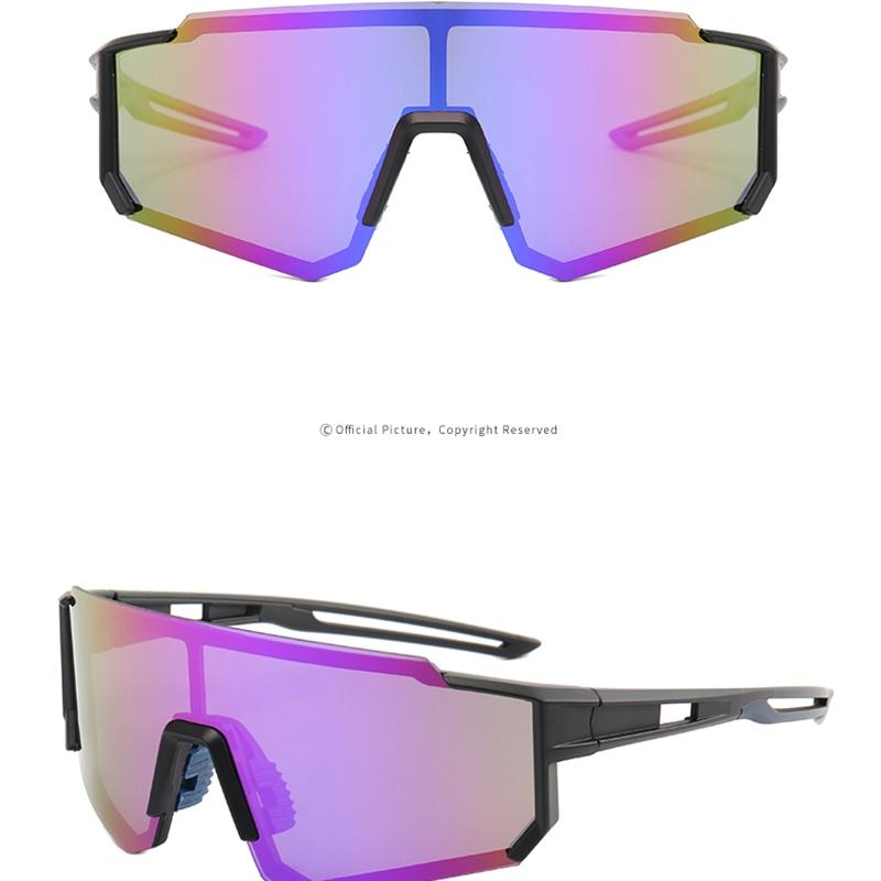 Männer Frauen Photochrome Polarisierte Radfahren Gläser Mtb Brillen Neue Reiten Angeln Sport Sonnenbrille UV400 Fahrrad Straße Brille YSX Black framed purple film