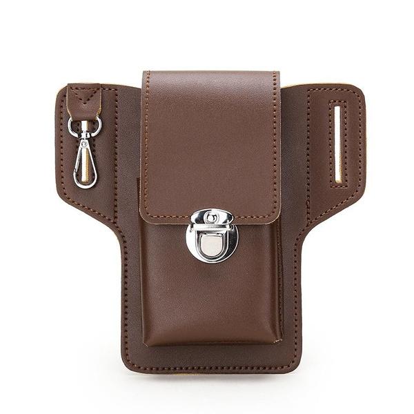 1PC Vintage PU Leder Taille Tasche Handy Schleife Holster Herren Gürtel Tasche Handy Tasche Brieftasche braun