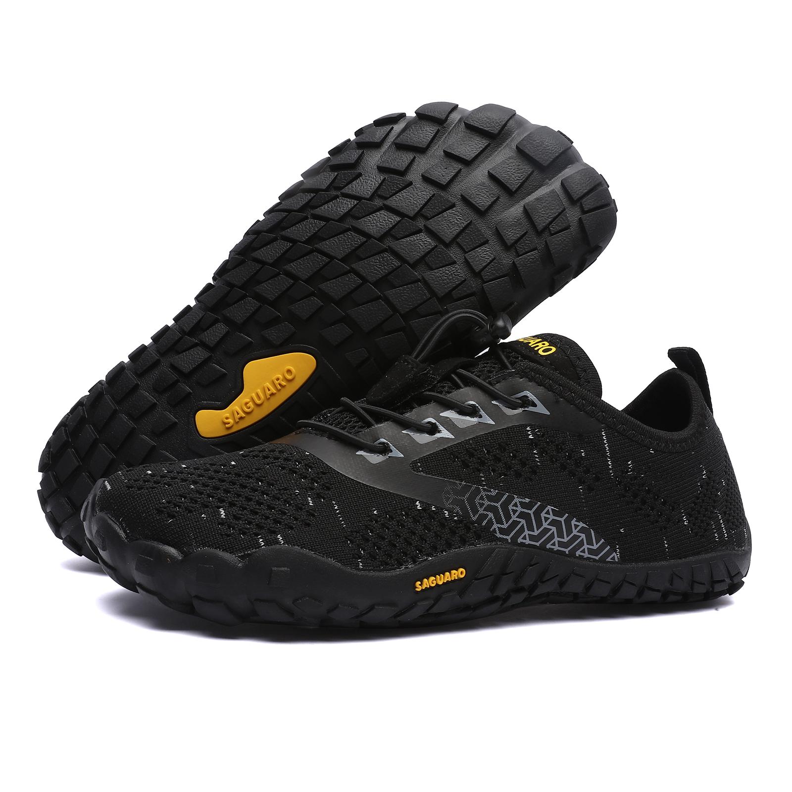 Minimalistische Barfußschuhe für Herren, Zero Drop, Unisex, breite Breite, modischer Sneaker, atmungsaktives Mesh, Herren-Barfußschuhe mit breiter Spitze, weiche Sohle 44 schwarz