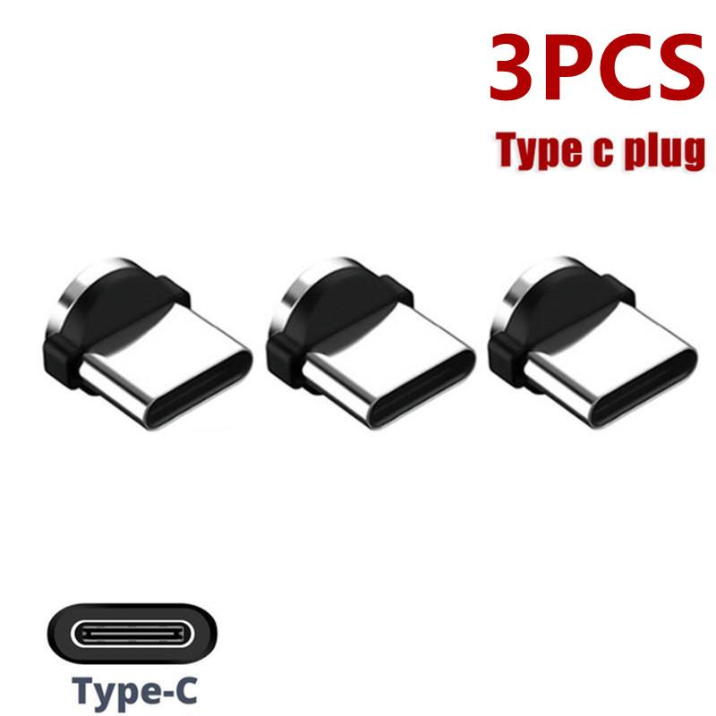 3/5 Stück. 360 Grad drehbare magnetische Spitzen für Mobiltelefon-Ersatzteile, einfach zu bedienen, langlebiger Konverter-Ladekabel-Adapter 3 PCS Type C