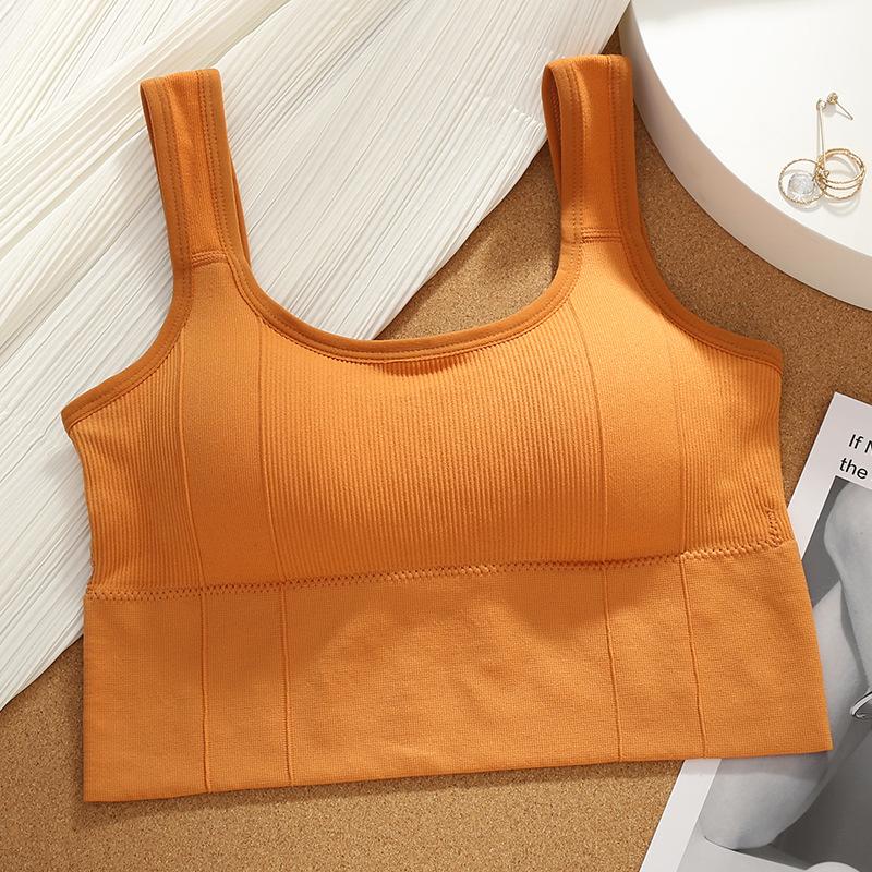Atmungsaktive Sport-Bh Stoßfest Crop Top Anti-schweiß Fitness Top Frauen Nahtlose Yoga Bh Push-up Sport Top Gym workout Top One Size gelb