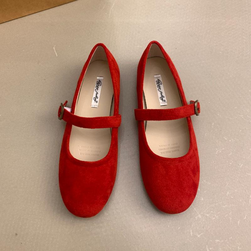 Mode 2025 Neue Mode Schnallenriemen Damen Mary Janes Ballerinas Schuhe Weiblich Flachschuhe Runde Zehenpartie Damen Ballerinas Tanzschuhe 40