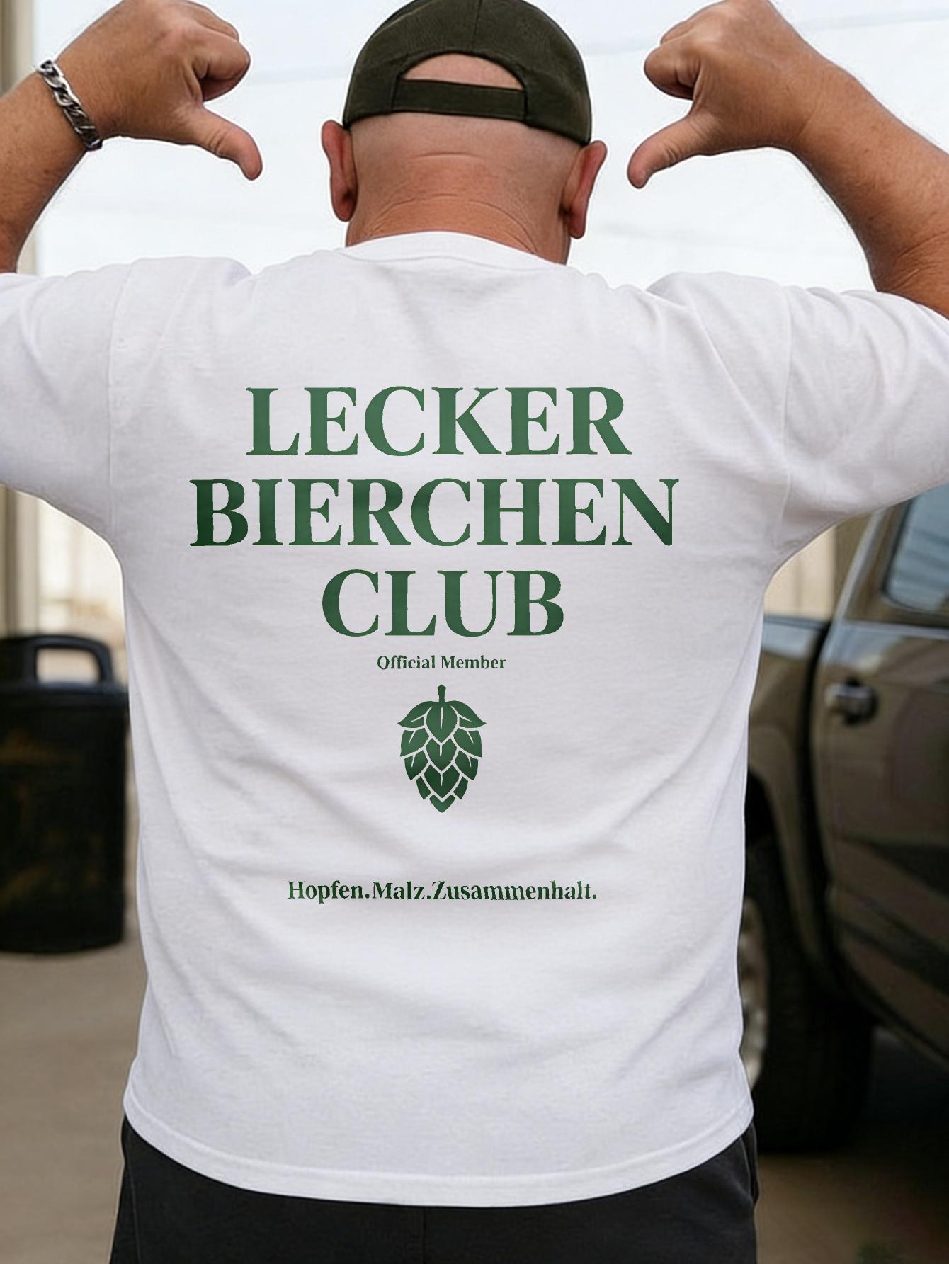 Herren T-Shirt Lecker Bierchen Club Offizielles Mitglied Hopfen Malz Zusammenhalt Bier Hopfen Design für Bierliebhaber Freizeitkleidung S weiß
