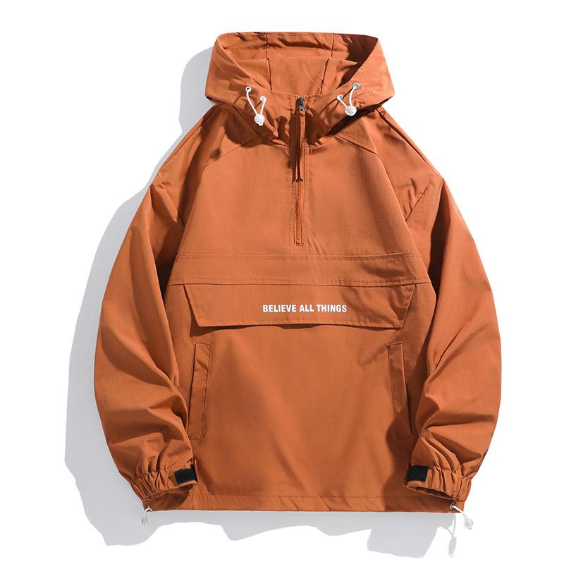 Lockere Herrenjacke mit halbem Reißverschluss, wind- und spritzwassergeschützte Arbeitskleidung, Herrenjacke XL
