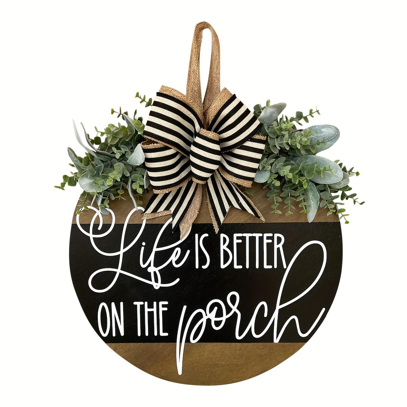 Frühlingskranz Türdeko, Holzschild, Dekoratives Willkommens-Türschild, Kunstblumen, Türhängerkranz für die Haustür, Neujahr, Frühling, Osterdekoration 30*30*0.5