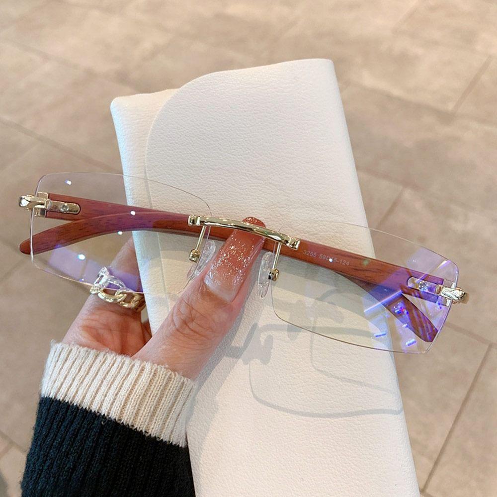 Punk-Sonnenbrille mit Farbverlauf, UV400, rahmenlose Brille, Vintage-Sonnenbrille für Damen und Herren Gold-Transparent