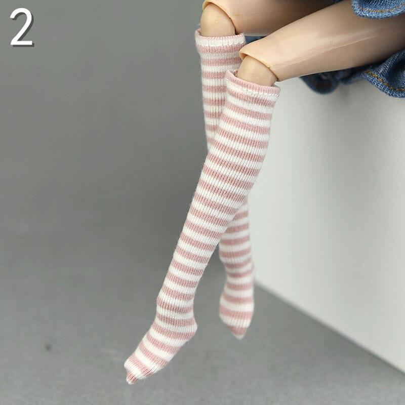 1 paar Puppe Gestreiften Lange Socken Geeignet für Blythe Puppe Strümpfe Fit Für Blyth 1/6 BJD Zubehör Puppenhaus Spielhaus DIY Spielzeug rosa