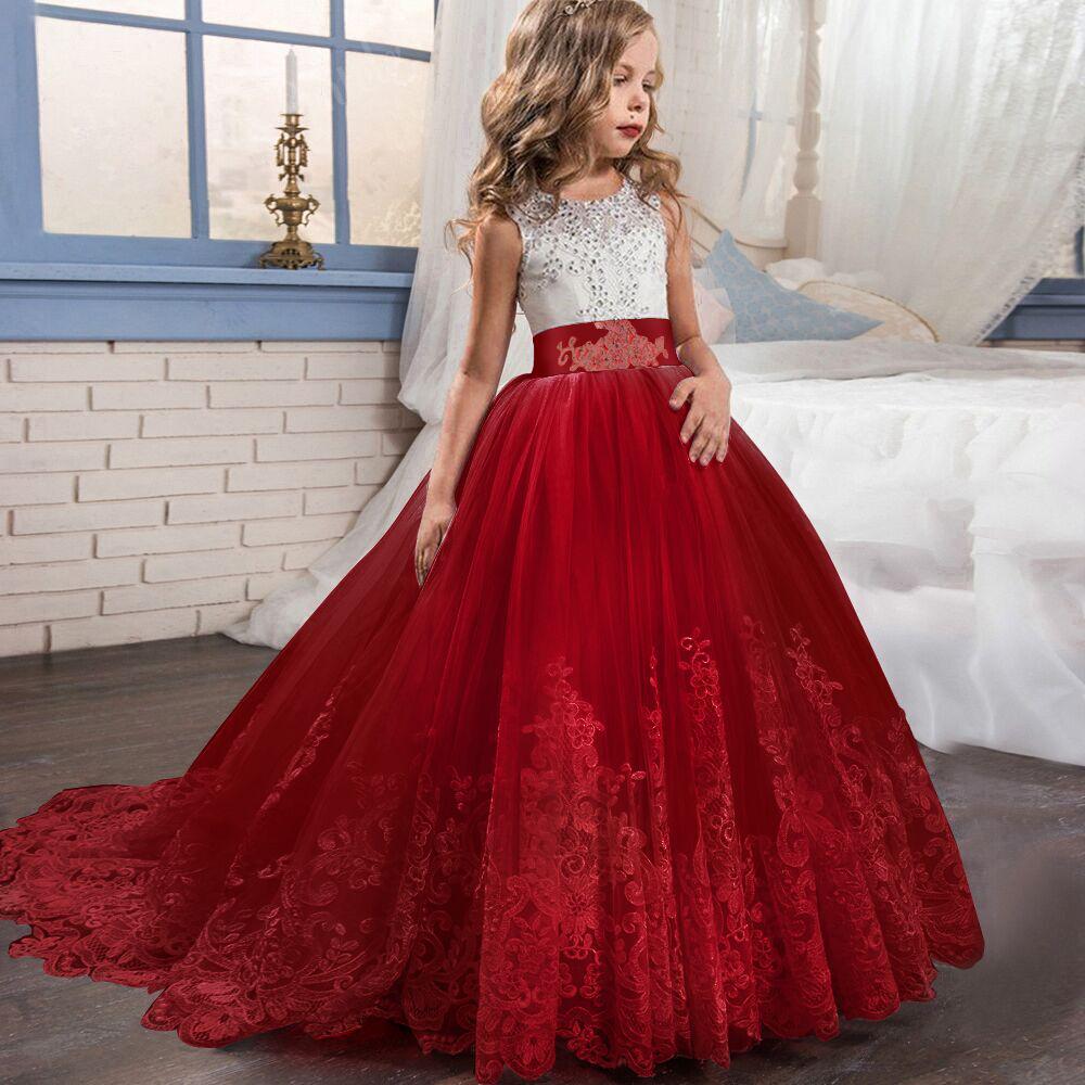 Teen Mädchen Lange Kleid Brautjungfer Kinder Kleider Mädchen Kinder Prinzessin Party Hochzeit Kleid 150cm