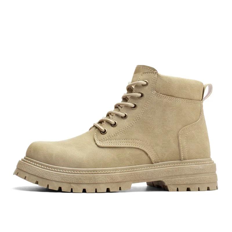 Mode Herren Vintage Wildleder Stiefeletten Herbst Kampfstiefel Mode Schnürstiefel Winter Outdoor Warme Freizeitschuhe Schnürstiefel 42 beige