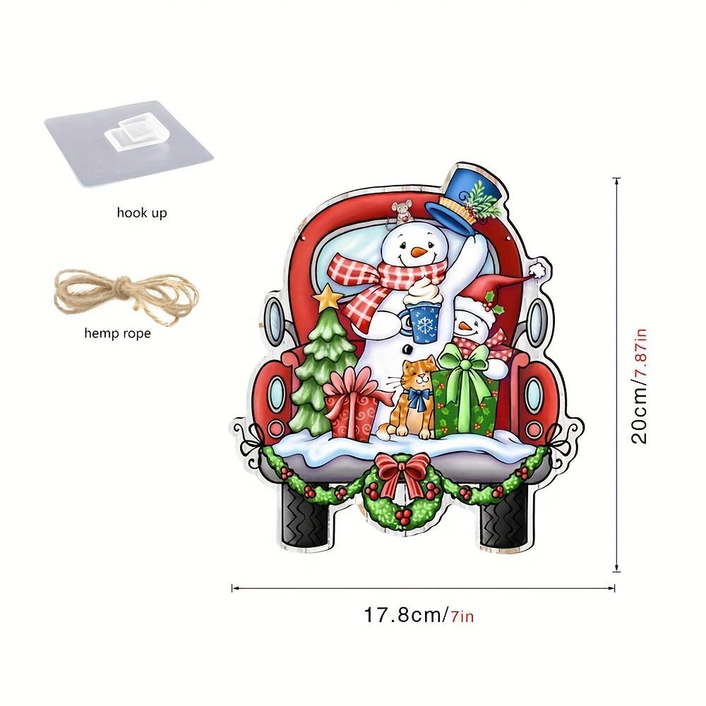 1 Stück Weihnachts-Schneemann-Auto-Holzanhänger, Fenster-Ferienhaus-Dekoration, Holzanhänger, kreative Weihnachtsgeschenke small