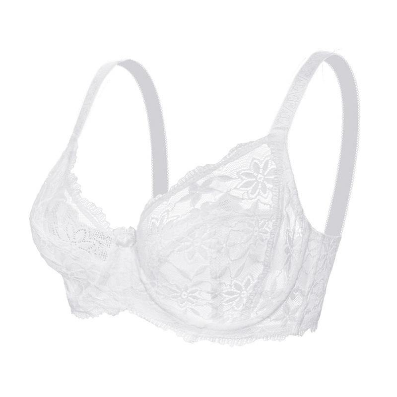 Transparenter Spitzen-BH für Damen, dünne, atmungsaktive Unterwäsche, bequeme obere Stützeinstellung, sexy BH 44/100D weiß