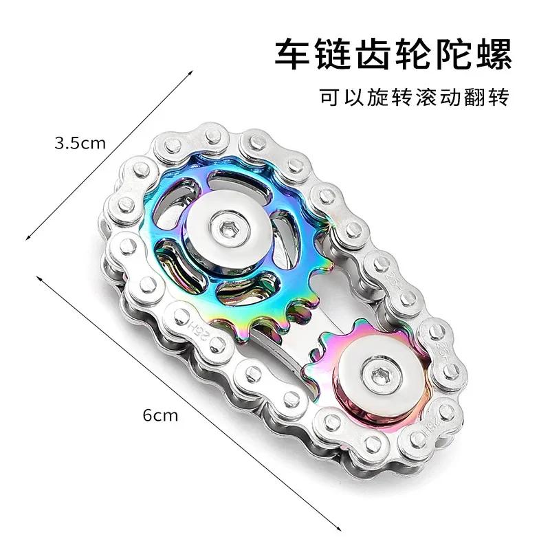 Zahnräder Schwungrad Fingerspitzenkreisel Fidget Spinner Antistress Angst Metall Fahrradketten Spinner Fidget Spielzeug für Erwachsene Kinder