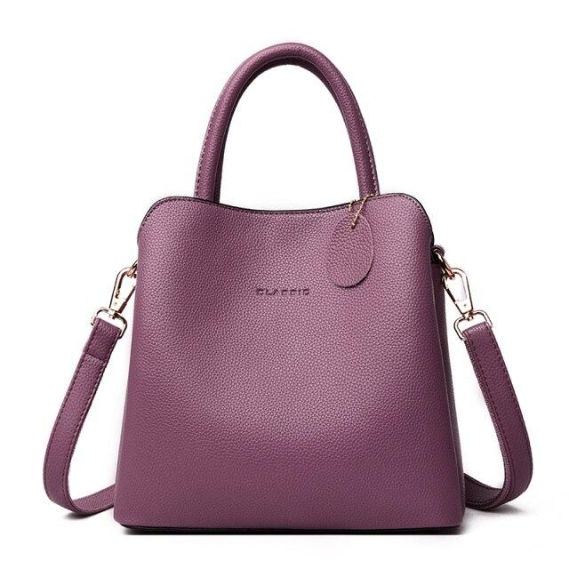 Luxus Marke Frauen Handtaschen Designer Schulter Taschen Leder Handtaschen Drei-schicht Tasche Umhängetaschen Für Frauen 2021 Tote Tasche violett
