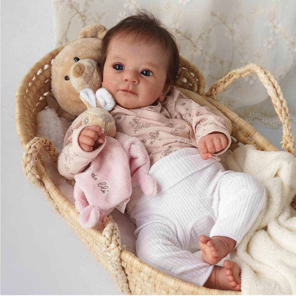 19 zoll Weichem Tuch Körper Silikon Vinyl Puppe Spielzeug Geschenk Reborn Baby Puppe Mit Verwurzelt Haar Bebe Reborn Spielzeug 19cm cloth body doll