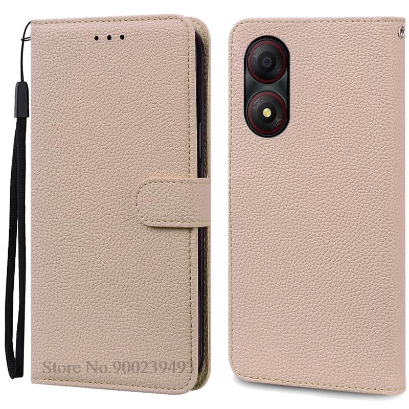 Für ZTE Blade A34 Hülle Brieftasche Leder Flip Back Cover Für ZTE Blade A34 Hülle Weiche Silikon Funda Für ZTE Blade A34 Handyhüllen For ZTE Blade A34 beige