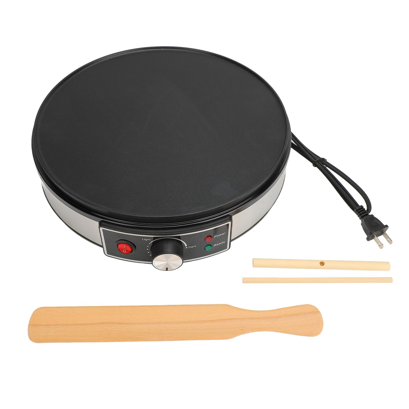 Elektrische Grillplatte Crêpe Maker Kochfeld 30cm Heizplatte mit einstellbarer Temperaturregelung Holz L