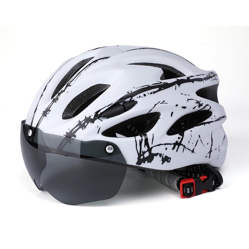 Neuer Fahrradhelm, Antikollisions-Sport-Fahrradhelm mit Rücklicht, tragbar, leicht, ultraleicht, verstellbar, für Erwachsene weiß/schwarz