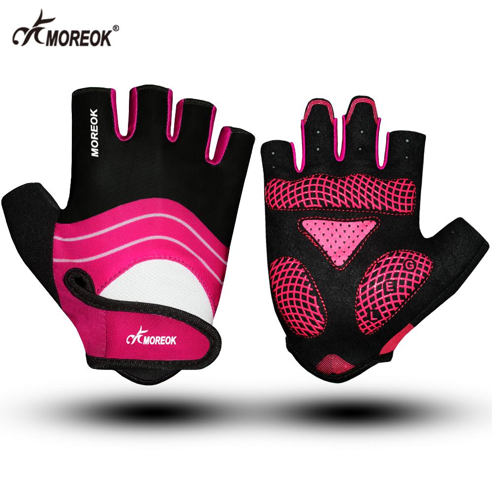MOREOK Radfahren Handschuhe Halb Finger Fahrrad Handschuhe 5MM Silikon Pads Pads Fahrrad Handschuhe Stoßdämpfende Mountainbike M