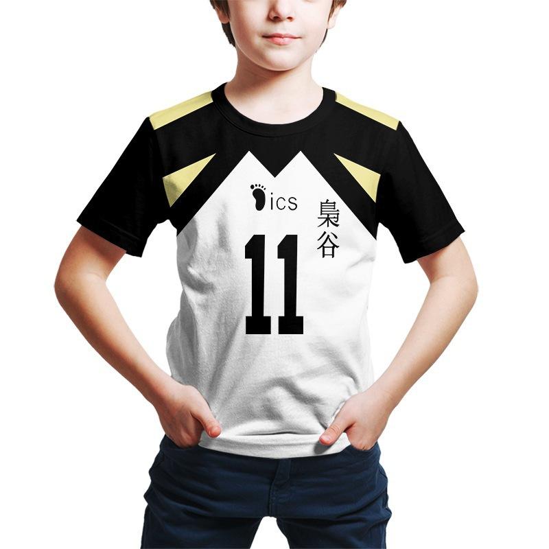 Kinder T-Shirt 3D Druck Volleyball Jugend Cosplay Anime Kostüm Cosplay Bedruckte Kinderbekleidung 3D T-Shirt 110 black
