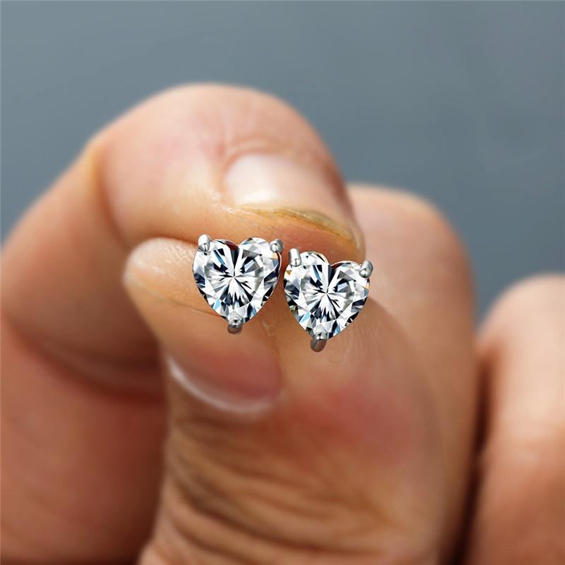 10 Farben herzförmiger Geburtsstein, Regenbogenstein, silberfarbene Ohrstecker für Damen, Schmuck, Geschenke weiß