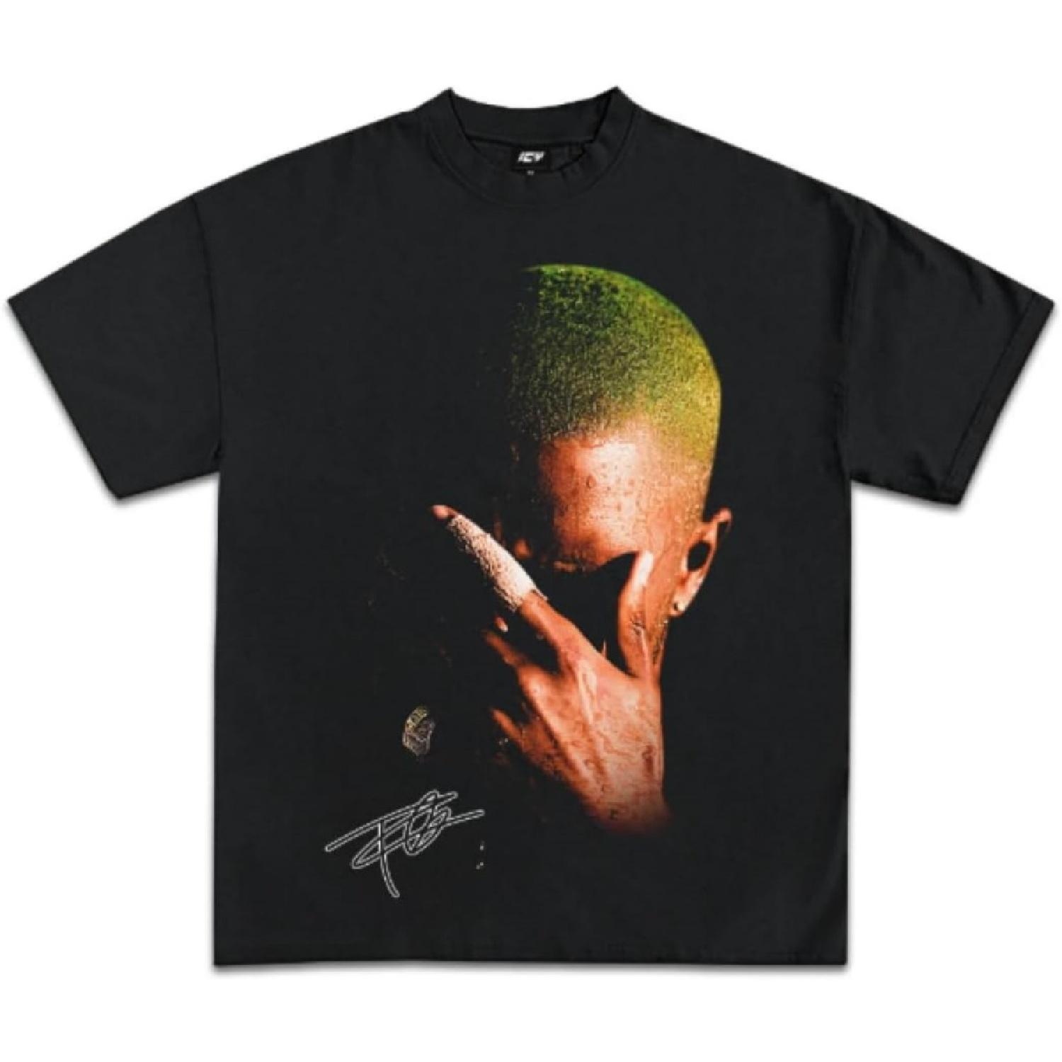 Rapper Ozean Baumwoll-T-Shirts Franks Neues Muster T-Shirts Beliebte T-Shirts Damen Herren Blonde Tees Kurzarm Top XXXL schwarz