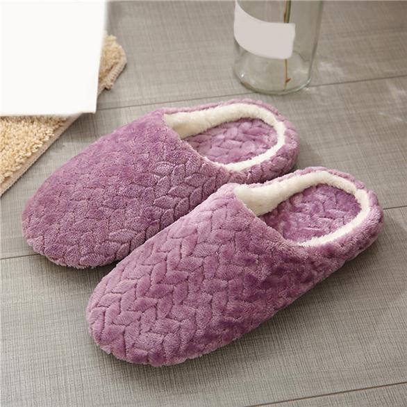 Damen-Slide-Slipper, japanische weiche Hausschuhe, flache Unterseite, Baumwoll-Hausschuhe, rutschfeste Hausschuhe, bequeme All-Match-Hausschuhe 38/39 dunkelviolette