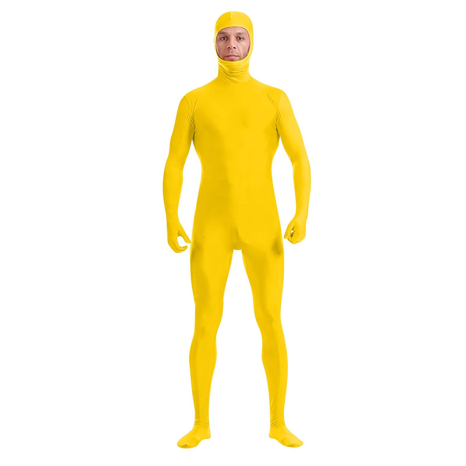 Zentai Anzug Cosplay Turnanzug Ganzkörperbody Green Screen Anzug Halloween Kostüme 170 gelb
