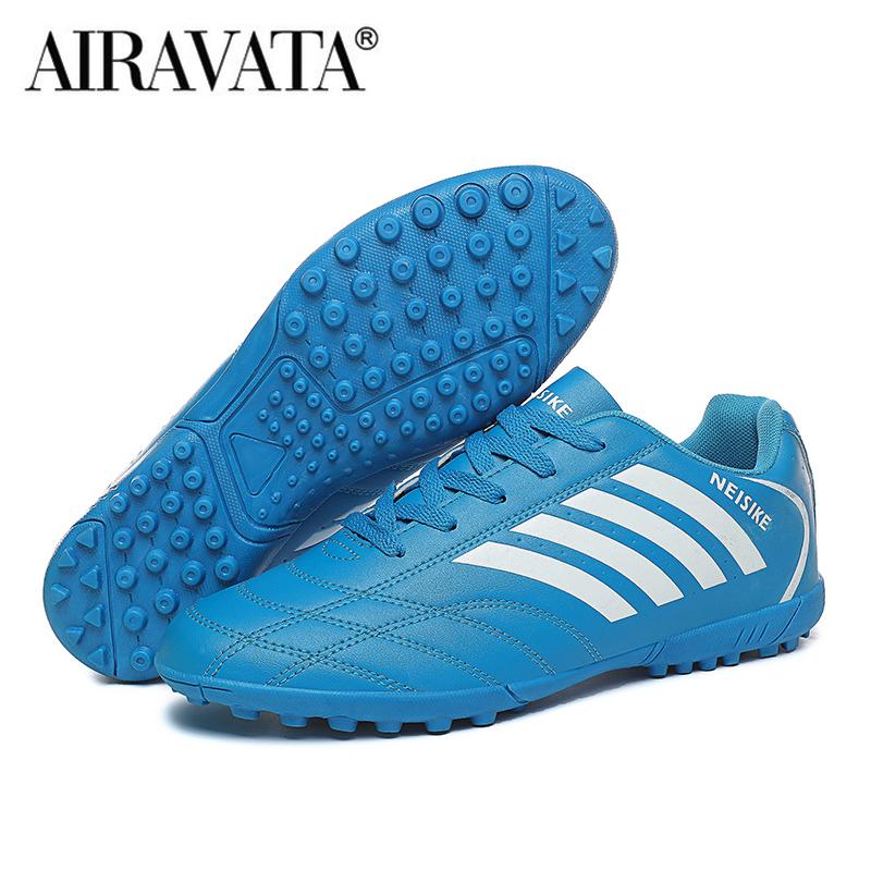 Größe 31-44 Männer Fußball Schuhe Training TF Stiefel jungen Fußball Schuhe Sport Schuhe Künstliche Feld Fünf-a-Team fußball Schuhe 43 blau