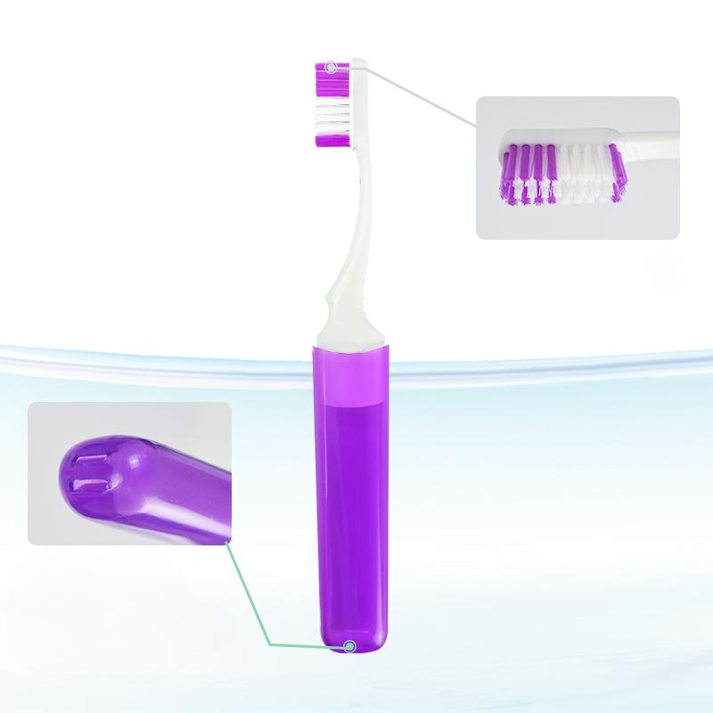 Wiederverwendbare, tragbare, faltbare Zahnbürste mit Zahnbürsten-Organizer, süße, faltbare Mini-Zahnbürste mit weichen Borsten für unterwegs nach Hause violett