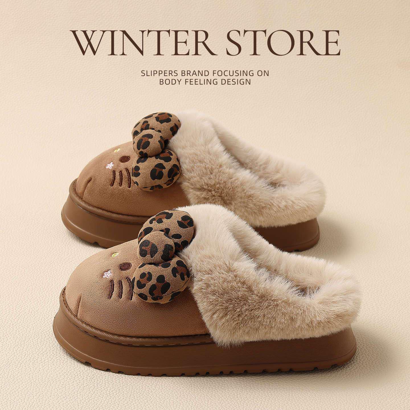 HELLO KITTY Offiziell Lizenzierte Damen Baumwoll-Slipper zum Hineinschlüpfen für Herbst/Winter 2025 - Outdoor-Bekleidung 38-39 (fits 37-38) dunkel kaffee