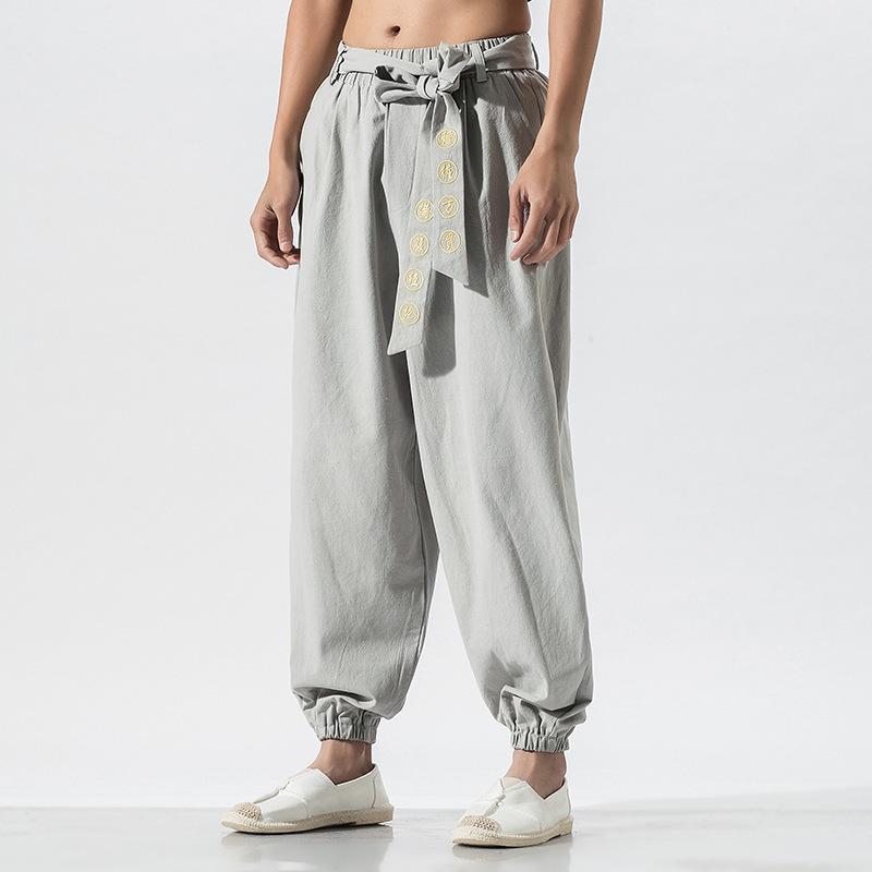 Tai Chi Hose Wu Shu Hose Chinesischer Stil Kampfsport Kung Fu Wing Chun Hose Große Größe S-5XL M grau