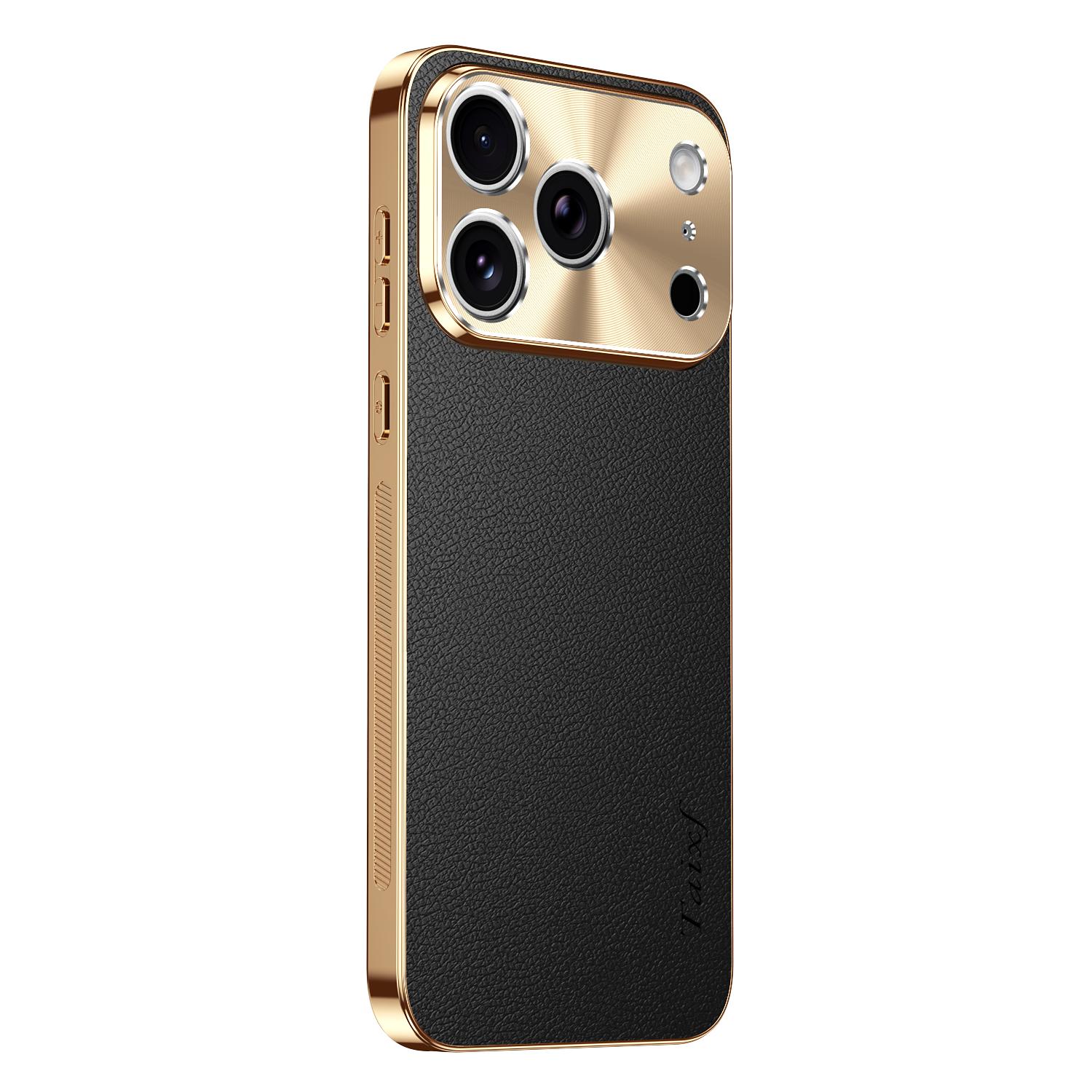 PU Leder Beschichtung Stoßfeste Hülle Für Iphone 17 Pro Max iPhone Air Textur Litschi Muster Hülle Für Iphone 17 17Pro Max Bumper iPhone17 Pro Max schwarz