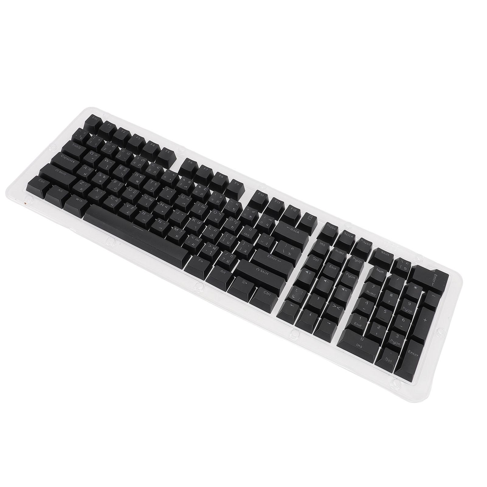 Thailändische Tastatur-Tastenkappen, 113 Tasten, minimalistische mechanische Tastatur-Tastenkappen für 61, 64, 68, 84, 87, 96, 98, 100 schwarz