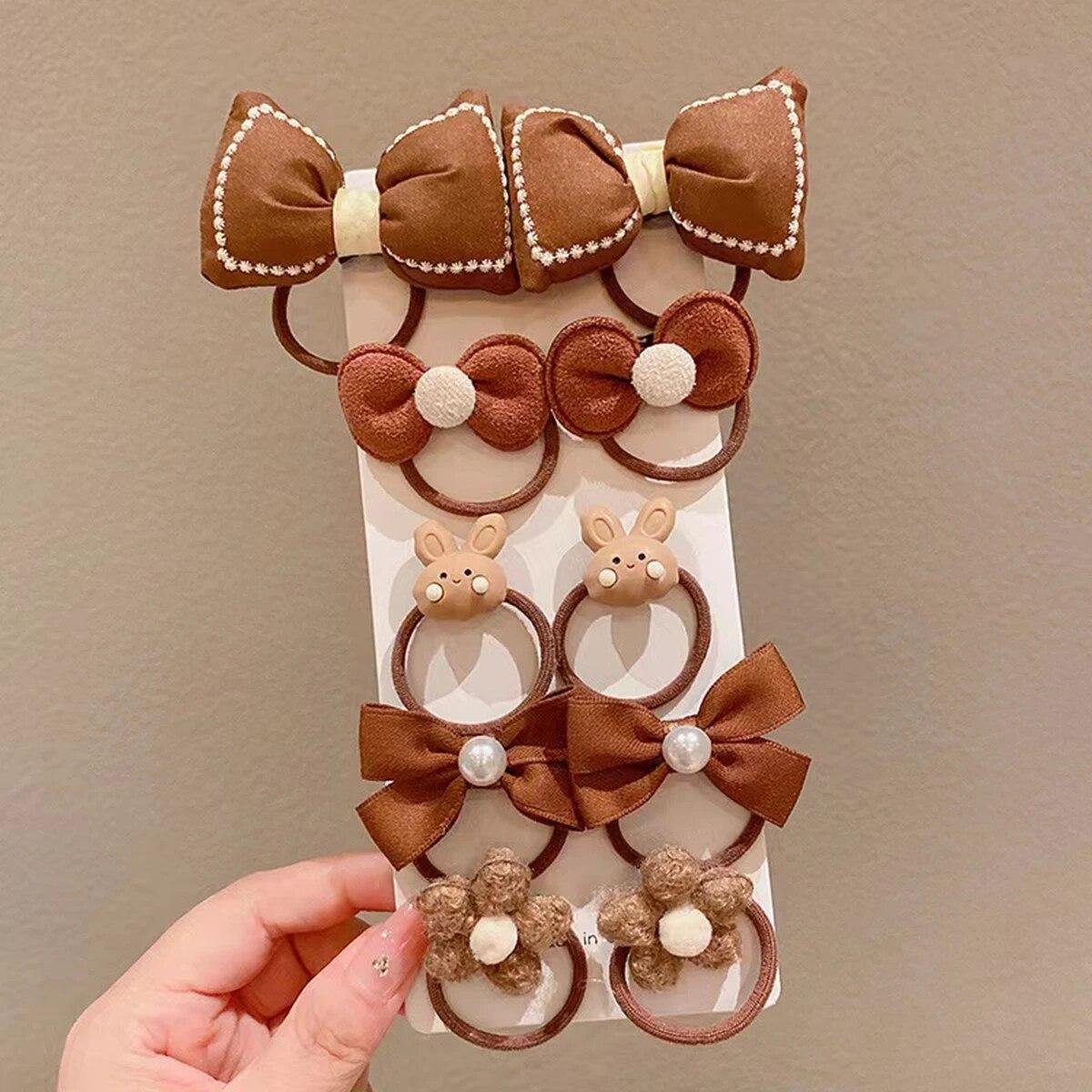 10 Teile/satz Baby Cartoon Haarband Mädchen Nette Bowknot Haar Krawatten Elastische Gummibänder Stirnbänder Kinder Haar Zubehör
