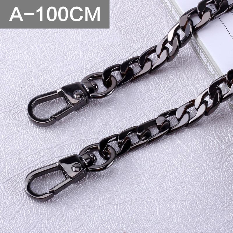 120 cm/100 cm Metall Geldbörse Kette Riemen Griff Ersatz Kette Handtasche Umhängetasche Kette Zubehör Gold/Silber/schwarz 100cm schwarz