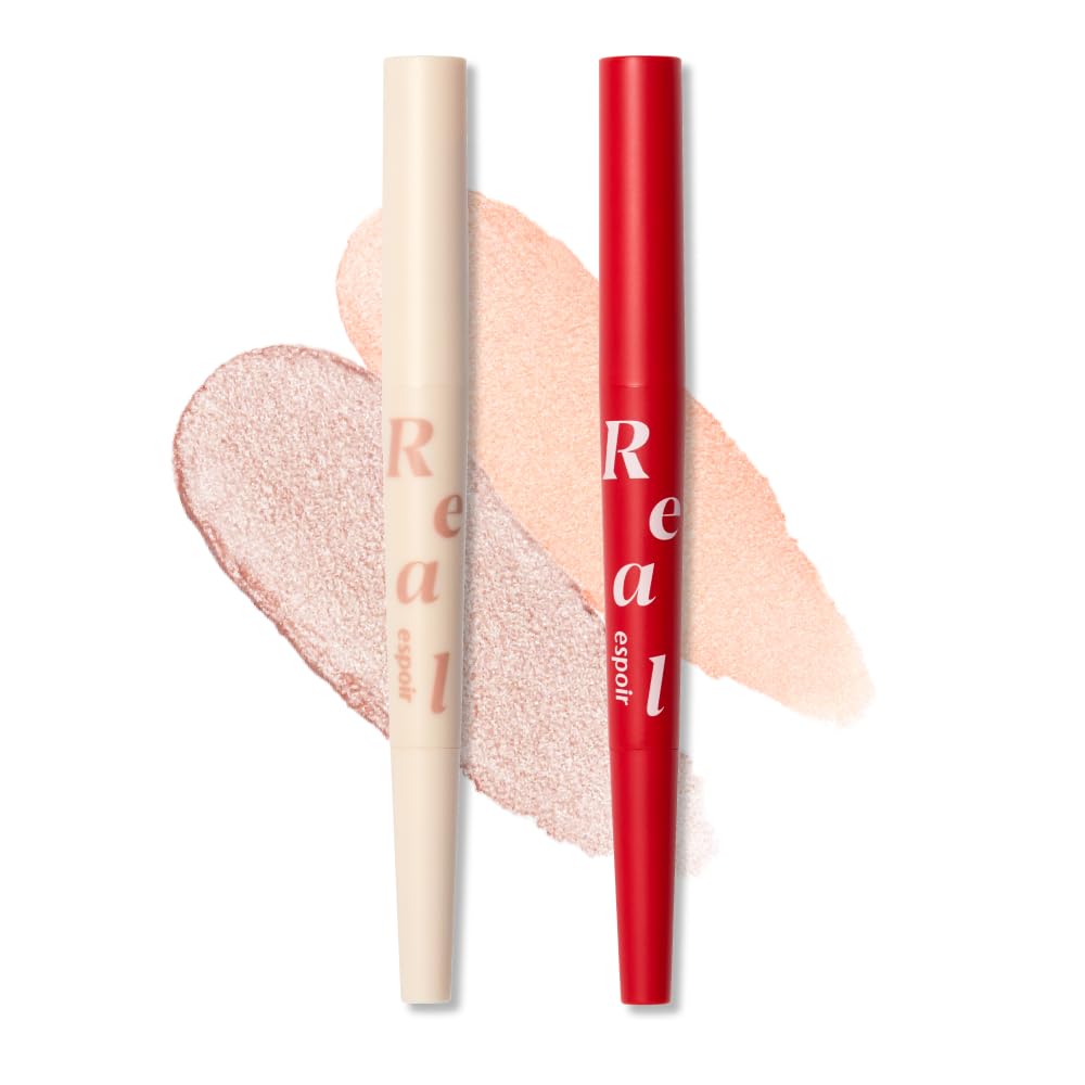 ESPOIR Tear Bag Liner Real Eye Dual Stick Set aus Champagne Beam Pfirsich Beam Stick Koreanisch ESPOIR Offiziell 2 #01 + #02 2-Schritt Lidschatten. Kosmetika.