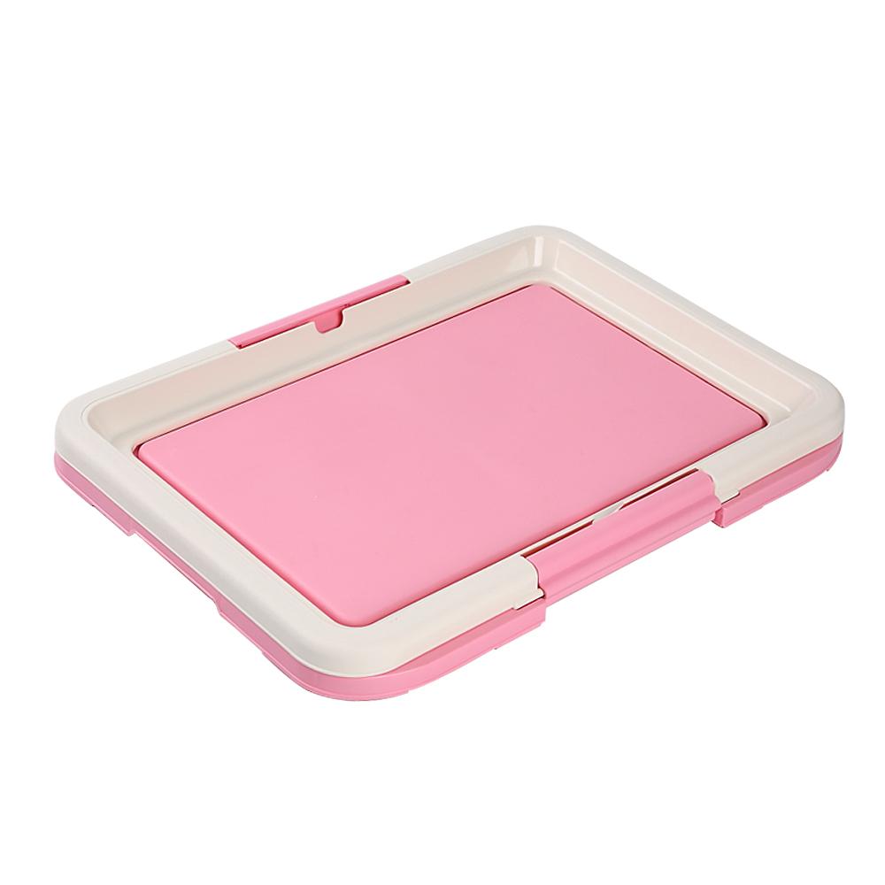 Tragbare Hunde Trainings Toilette Indoor Hunde Töpfchen Haustier Toilette für Kleine Hunde Katzen Katzenklo Welpenunterlagen Halter Tablett Haustierbedarf 47x34cm rosa
