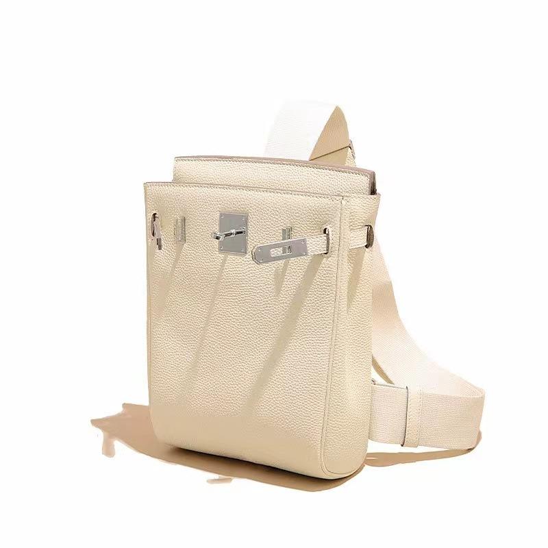 2025 Neue Togo Weichleder Tasche Echtes Leder Für Männer Und Frauen H Zuhause Brust Baotou Schichtleder Schulter Diagonale Umhängetasche 17cm weiß