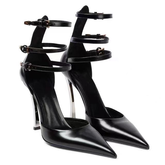 Neue Mode Schnalle Pumpen Frauen Spitz Schuhe Frauen Ferse High Heels Frauen Party Kleid Schuhe Zapatos De Mujer Alias ​​Weiblich 41 schwarz