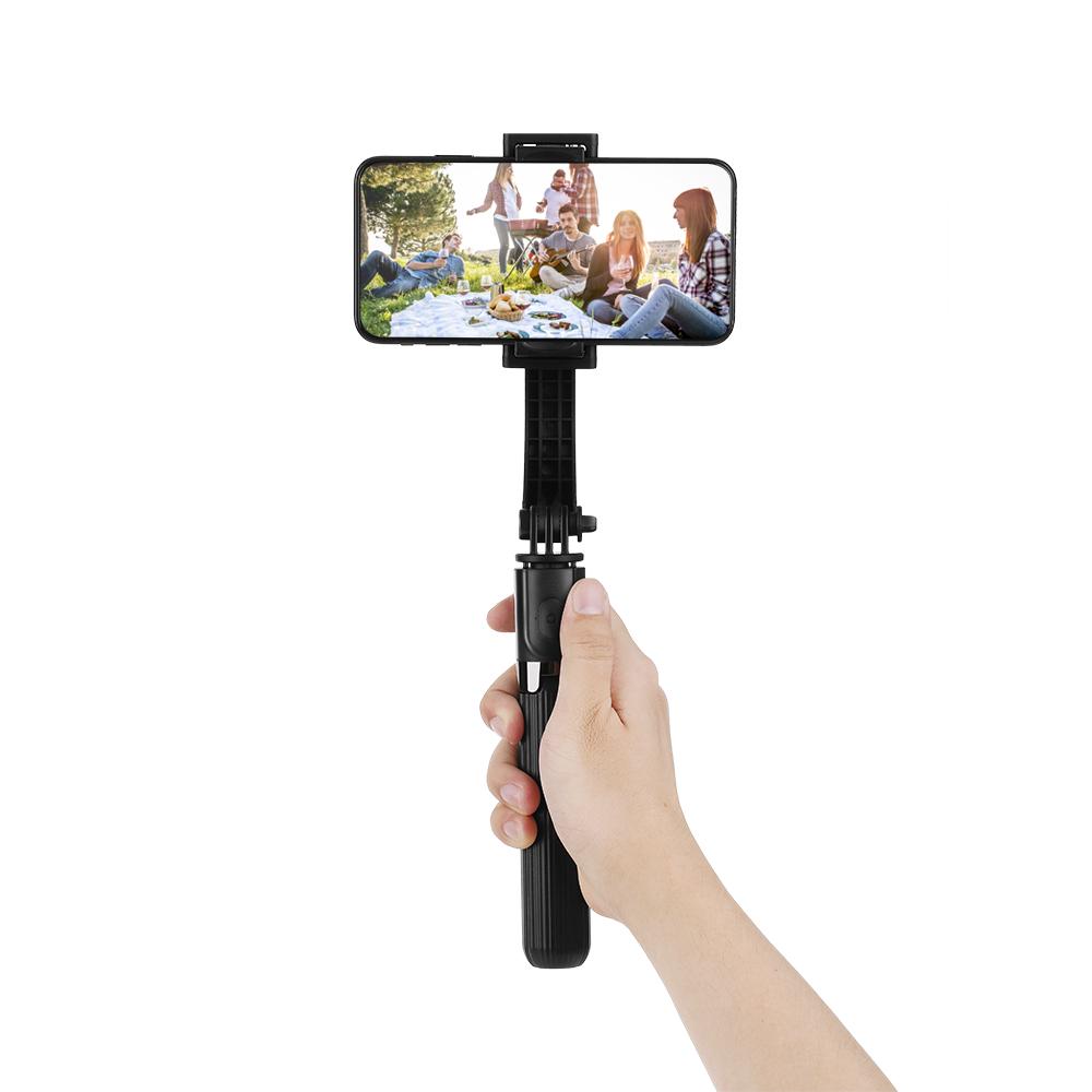 L08 Gimbal Stabilisator Selfie Stick Stativ BT4.0 Drahtlose Aluminiumlegierung Faltbarer Selfie Stick schwarz