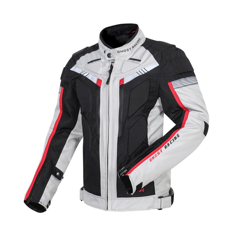Motorrad Cycling Kleidung Herren Jacke Frühling und Herbst Off-road Motorrad Kleidung Racing Anti-Sturz Kleidung Rallye Kleidung Warm halten XXXXXL hellgrau