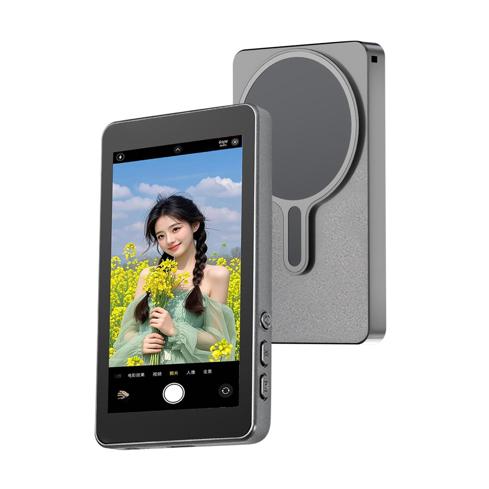 Magnetischer Kabelloser Selfie-Monitor-Bildschirm Für IPhone Android HD Erweiterungsanzeige Rückkamera Vlog Live-Videoaufnahme Monitor grau