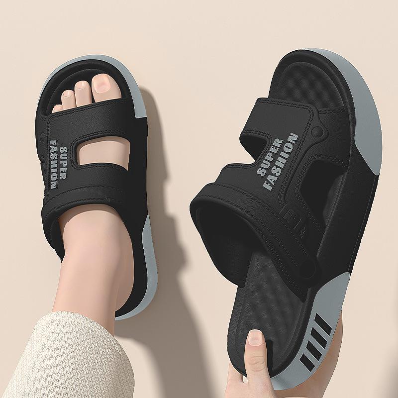 Herren Sommerschuhe mit EVA-Weichsohle Plateau-Flip-Flops Sandalen für Zuhause Outdoor Gehen Strandschuhe Flip-Flops Herren Hausschuhe 40-41 schwarz