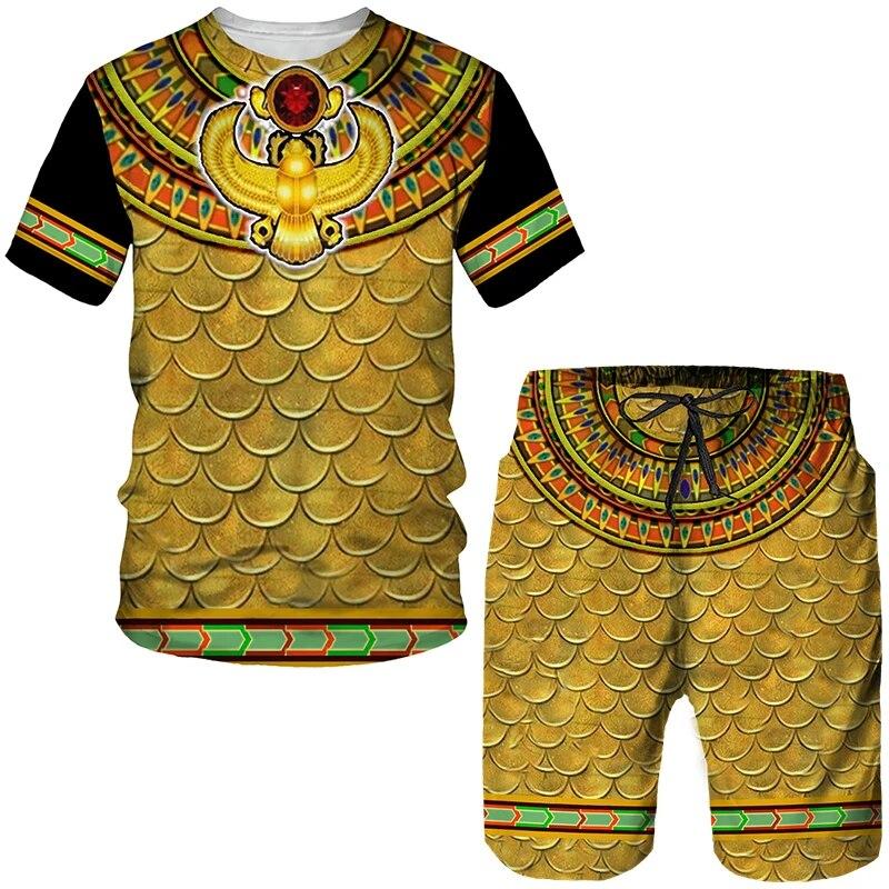 Alter Horus, ägyptischer Gott, Auge Ägyptens, Pharao, 3D-Druck, Herren-T-Shirts/Shorts/Anzüge, Hip-Hop-Streetwear-Kleidung, Unisex, 2-teilige Sets 6XL