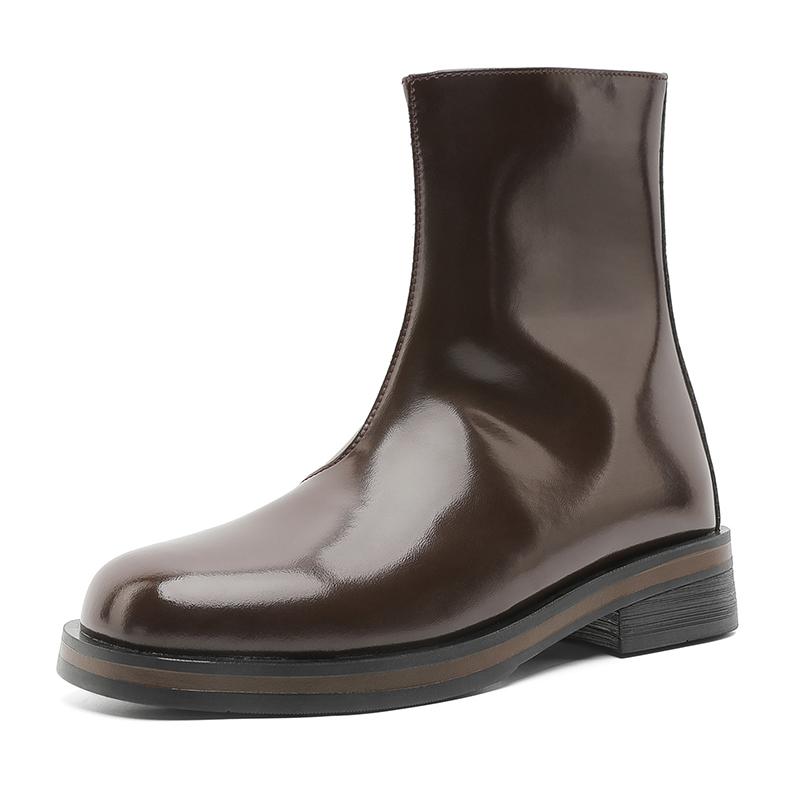 Mode Echtes Leder Herren Chelsea Boots Mode Bequeme High Top Schuhe Klassische Business Schuhe Schlichte Bequeme Stiefeletten Botas 42 braun