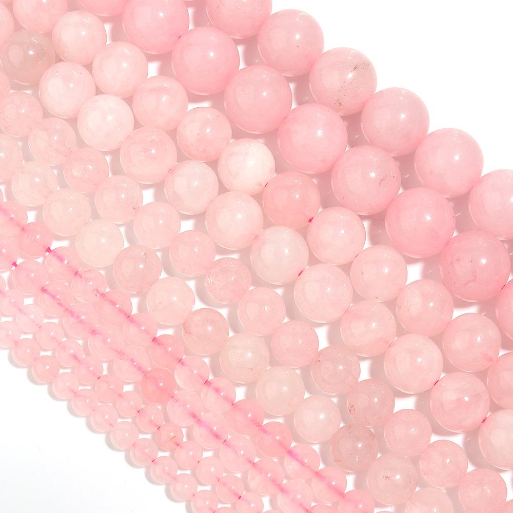 Rosa Quart Kristall Schmuck 4-12mm Steine ​​Lose Perlen Serie DIY Charms Armband Halskette Fußkettchen Zubehör Dia 6mm