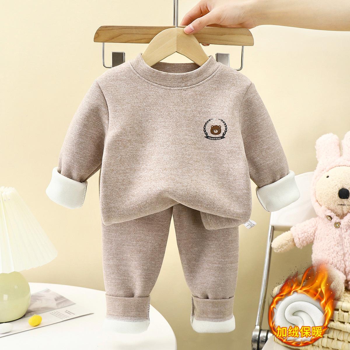 Kinder Warme Kleidung Set Winter Neu Jungen Unterwäsche mit Dickem Samt für Mädchen Winterkollektion Baby Herbst/Winter Kinderkleidung 80cm