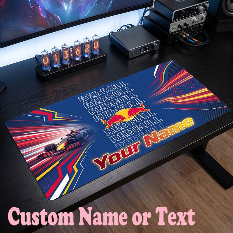 Red Bull Racing Personalisierte Namens-Text-Mausmatte, Große Schreibtisch-Mausmatte, Personalisierte Home-Office-Geschenkidee 30cmx60cm blue