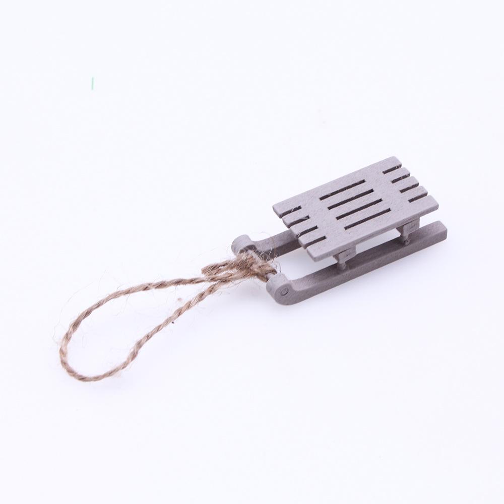 1 STÜCKE Puppenhaus Miniatur Holzschlitten Modell Schlitten Ornament Weihnachten Vintage Wohnzimmer Szene Baum Hängen Dekor Weihnachtsgeschenk Anhänger 1 PCS white